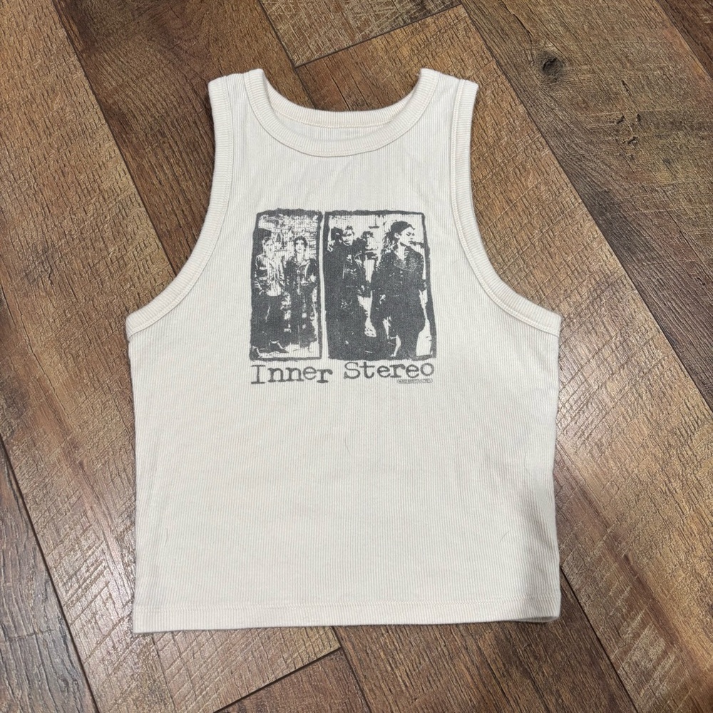 Hollister White and Black "Inner Sterio" Tank Top